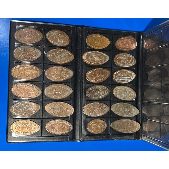 Old Penny Passport Book w/20 Elongated Cents Souvenirs,Black Hills,Dinosaurs + - Picture 2 of 4